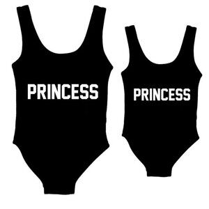 GIRLS Black "PRINCESS" Swimsuit - 9-12 months